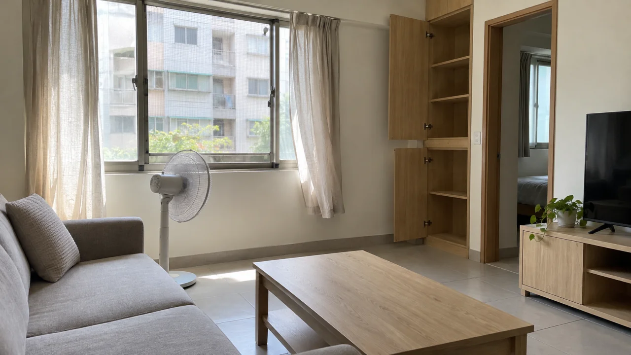 住宅開窗、櫃門打開並使用風扇輔助通風